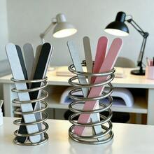 1个不锈钢弹簧刷架，多功能指甲刷收纳架，桌面化妆刷和牙刷收纳架 - 銀色 - 查看 3