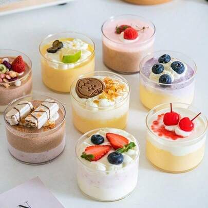 500pcs Disposable Round Pudding Cups Round Mousse Cupcake Cups Jelly Pudding Cups Yogurt Cup Dessert Cups