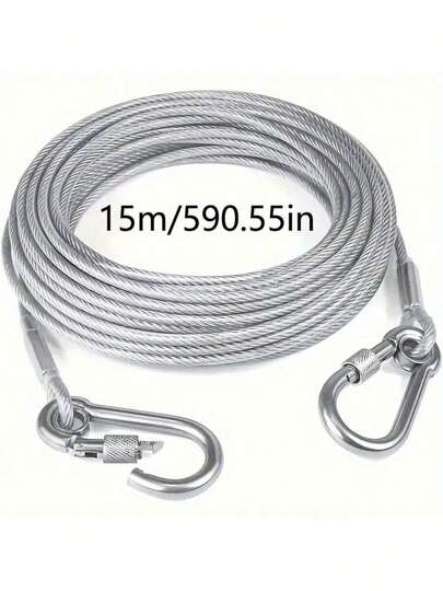 1pc Multifunctional Stainless Steel Pet Leash With Reflective And Anti-Rust Features, Foldable Stainless Steel Clothesline, Suitable For Indoor/Outdoor Laundry, Camping Accessories, Holiday Gifts