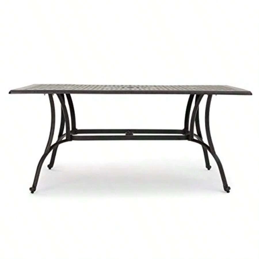 GDFStudio Fonzo Outdoor Bronze Cast Aluminum Rectangular Dining Table Only - como en la foto - Ver 1