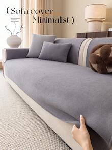 1 Buah Sarung Sofa Chenille yang Dapat Dicuci dengan Mesin - Sarung Sofa Anti Selip untuk Dekorasi Rumah, Cocok untuk Sofa 1/2/3/4 Dudukan - Dark Grey - View 3