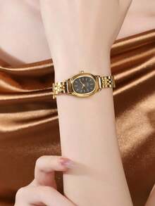 Women's Fashion Creative Multifunctional Compact Quartz Watch, Suitable For Daily Wear, Birthday Gift, Back To School, Thanksgiving, Romantic Occasions, Perfect Gift - Gold - View 2