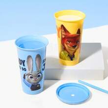 Miniso Disney Zootopia 520ml Plastic Straw Cup 4 Packs Set, 2 Styles, Viral Gift - Multicolor - View 6