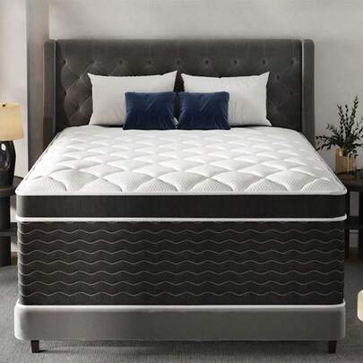 12/14‑Inch Gel Memory Foam Hybrid Mattress With Individually Wrapped Pocket Springs, Available In Twin, Full, Queen, And King Sizes. The Product Comes In A Box With A Euro‑Top Design, Offering Medium Firmness To Support The Back And Waist, And Features Independently Packaged Pocket Springs.