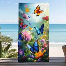 1pc Butterfly In Flower Field Pattern Ultra-Soft Microfiber Beach Towel/Bath Towel - 2 - View 4