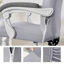 1PC Solid Color Office Chair Cover Spandex Thin Cloth Computer Chair Cover Summer Rotating Gaming Seat Case For Home Hotel - Light Grey - View 5