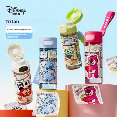 Disney Bình giữ nhiệt thẳng, chống tràn, làm từ chất liệu Tritan, thích hợp cho trường học và mùa hè, thiết kế unisex dành cho học sinh.