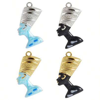 1 pieza/4 piezas Elegante y de moda Colgante de collar de acero inoxidable 304 con baño electrolítico negro, azul, dorado, plateado de Reina egipcia y Faraón, accesorios de joyería de acero de titanio DIY