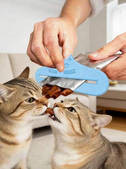 2 piezas Dispensador manual de comida para gatos, apto para comida húmeda, puré, gelatina/salsa, diseño portátil de prensa manual para uso en viajes y en el hogar, excelente para golosinas para gatos y latas/bolsas de comida húmeda