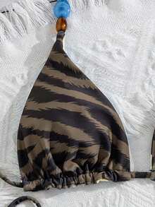 复古动物纹波点双面比基尼，适合度假、海滩、生日派对、休闲、千禧年/2000年代风格、千禧年/90年代风格、性感西部风、波西米亚风、乡村风、夜店风、办公室风、鸡尾酒会风、复古风、紧身风、嘉年华风、趣味风、优雅风、老钱风、街头风、夏季度假风 - 黃色 - 查看 8