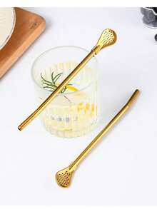 2/4/6pcs 304 Stainless Steel Detachable Straw Spoon, Thickened Straw Spoon 2-In-1, Creative Metal Milk Tea Drinking Straw, Wash Drinking Straw Long Ice Spoon Flower Tea Tool, Stirring Spoon - View 5