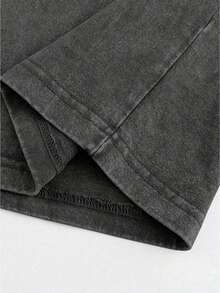 Men's Street Fashion INS Washed Fabric With Dark Letters Printed Outdoor Music Festival Nightclub Boyfriend's Husband's Anniversary Gift Black Washed T-Shirt With Acid-Washed Graphics T-Shirt With Acid-Washed Imitation Old T-Shirt, Made Of Soft Breathable Fabric And Retro Water-Washed, Loose Shoulder Version Ensures Full-Day Comfort And Excellent Holiday Gifts. - 黑色 - 查看 4