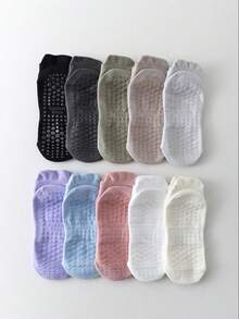 1/4/6 Pairs Non-Slip Yoga Socks, Full Sole Silicone Dot Grip, Breathable Women Socks, Suitable For Pilates Dance, Skin-Friendly, Indoor Sports Anti-Slip, Spring/Summer - Multicolor - View 3