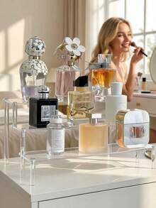 3-Tier Acrylic Pyramid Display Rack, Home Storage Display Shelf For Jewelry, Cosmetics, Cakes, Perfumes And More - Trong sáng - Xem 2