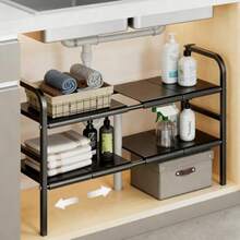 Organizador Expandible para Debajo del Fregadero 2 Niveles Organizador de Cocina Expandible con 8 Paneles Metálicos Extraíbles Adecuado para cocinas baños etc.Anchura 52-96 cm Ajustable - como en la foto - Ver 7