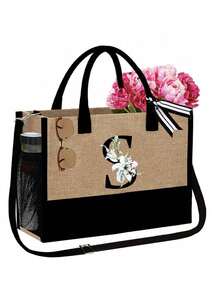 1 Conjunto Bolsa de Praia Feminina, Bolsa de Lona e Chapéu Acessórios de Praia, Letra A-Z, Adequado para Casamento, Aniversário, Férias, Ótimo Presente para Senhoras, Mães, Professoras, Amigas, Madrinhas, Estudantes, Bolsa Grande para Viagem, Fim de Semana, Presente de Aniversário Personalizado para Ela, Acompanha Lenço - Multicolorido - Visão 46