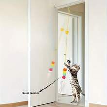 1 Set Elastic Cat Toy, Artificial Fiber Feather Toy, Bell Teaser Wand, Door Hanging Swing - Multicolor - View 1