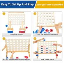 Pointyard Giant Wooden 4 in a Row Game 4 Feet Width Large Outdoor and Indoor Game Set with Coins and Carrying Bag - Line Up 4 Travel Board Games for Adults Family - como en la foto - Ver 4