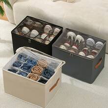 Foldable Fabric Shoe Storage Box, Holds Up To 12 Pairs, Large Capacity Covered Shoe Organizer, Suitable For Wardrobe, Transparent Lid For Dust-Proof And Moisture-Proof, Washable Multi-Purpose Shoe Box For Home, School, Dorm - Multicolor - View 7