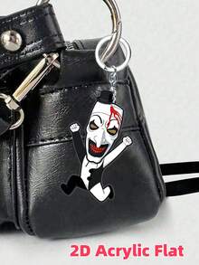 2 pièces Porte-clés en acrylique 2D personnage de dessin animé d'horreur, pendentif visage de fantôme mignon, accessoire de téléphone, décoration de voiture, décoration de sac à dos, ornement de mode à suspendre, cadeau de couple, fournitures de fête, idéal pour les vacances - Multicolore - Voir 3