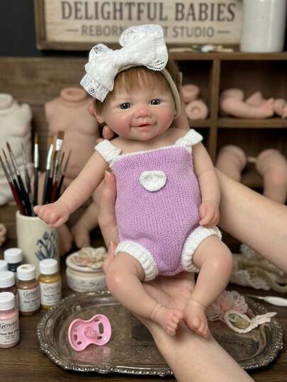 Muñeca realista de bebé niña recién nacida de 13 pulgadas hecha a mano de silicona Vivian (con estructura anatómica precisa)