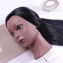 26英寸带头发的假人头，适用于美发造型、美容培训、编发练习，配有支架和造型工具 - 查看 3