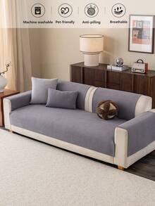 1 Buah Sarung Sofa Chenille yang Dapat Dicuci dengan Mesin - Sarung Sofa Anti Selip untuk Dekorasi Rumah, Cocok untuk Sofa 1/2/3/4 Dudukan - Dark Grey - View 5