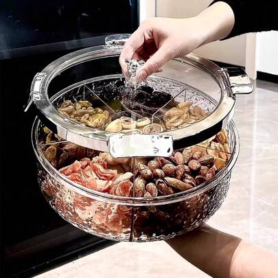 1 bát đựng trái cây có nắp, khay ăn nhẹ sang trọng, khay phục vụ, hộp đựng thực phẩm chia ngăn, hộp sắp xếp thực phẩm cho kẹo, các loại hạt, trái cây khô, hoàn hảo cho tiệc tùng, phòng khách gia đình, đám cưới, trang trí bàn ăn.