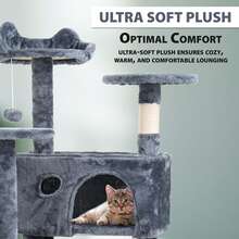 Crystals 138cm Large Multi-Level Cat Tree Tower With Scratching Posts, Condo Houses & Perches – Indoor Cat Activity Centre (Light Grey/Charcoal Grey) - Dark Grey - View 3