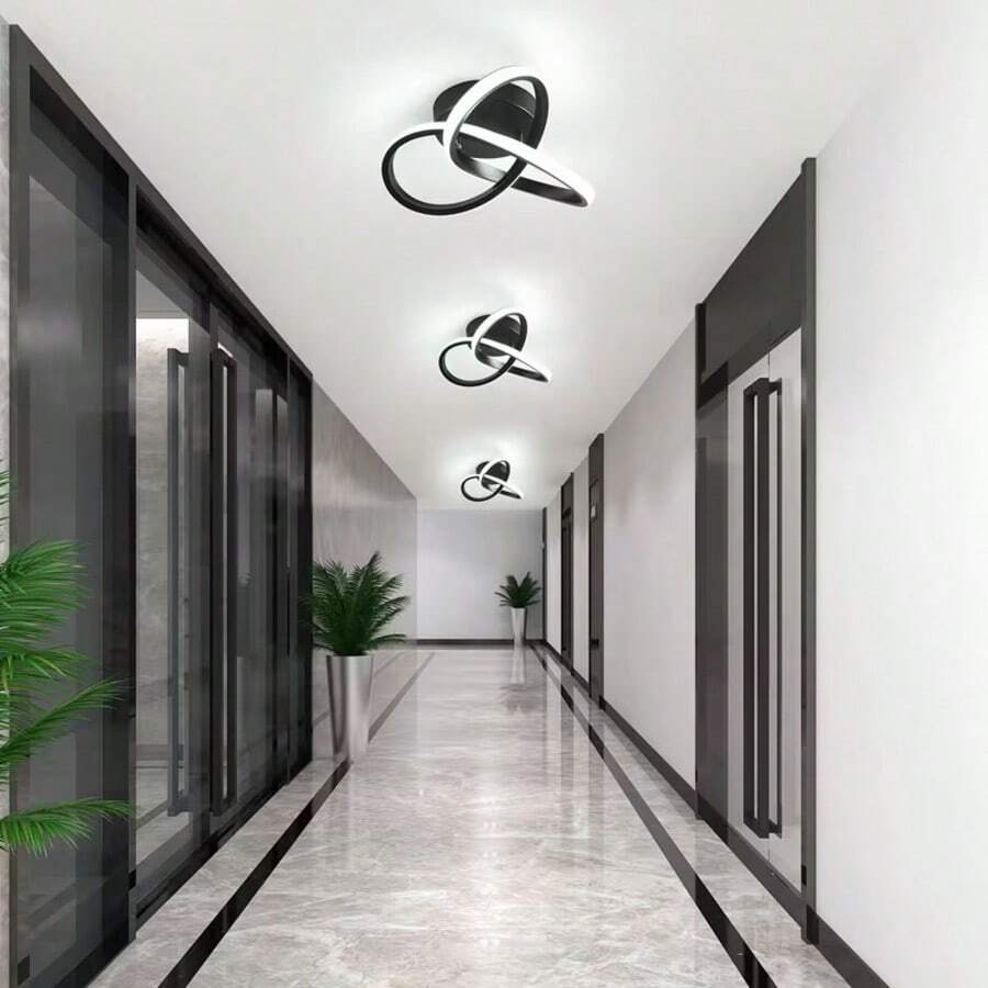 Led Ceiling Light Fixture,3000-6000K Modern Hallway Light Fixtures Ceiling Lighting, Close To Ceiling Lights For Bathroom Bedroom Kitchen Balcony Stair Small Ceiling Lamp ,Black/White