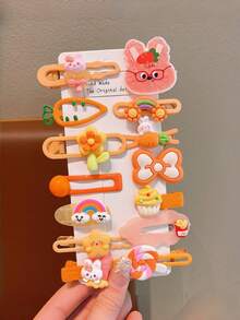 14pcs/Set Acrylic Cartoon Duck Clip Hairpins, Cute Character Hair Clips Suitable For Daily Use - Multicolor - View 9