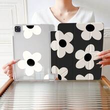 1 Stück ästhetische minimalistische weiße Blumen Muster 3+Y Falt Multi-Winkel Magnetständer Tablet Hülle mit Stiftfach & Auto Sleep/Wake Schutzhülle, kompatibel mit iPad PRO/AIR, kompatibel mit SAMSUNG, kompatibel mit XIAOMI Pad 5/6/38 - Verschiedenfarbig - Übersicht 10