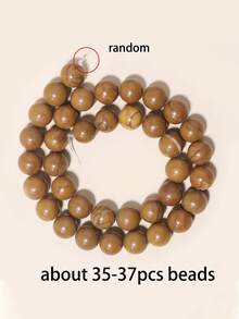4 6 8 10mm Hạt gỗ tự nhiên hình tròn, đá mã não, hạt rời dùng để làm trang sức, vòng tay, vòng cổ DIY. - Màu Mù tạt vàng - Xem 16