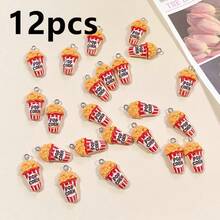 Bộ 12 mặt dây chuyền hình bắp rang bơ, chất liệu nhựa resin dùng để làm trang sức DIY như vòng cổ, bông tai, vòng tay, móc khóa. - bỏng ngô - Xem 8