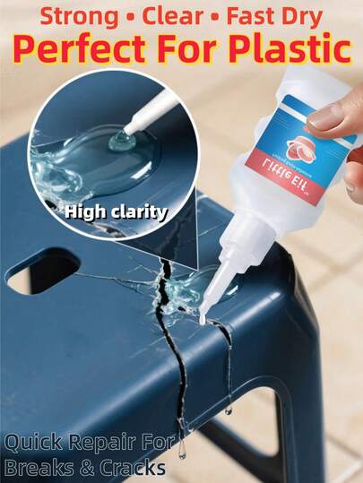 Plastic Repair Glue | Extra Strong & Durable | Professional PVC & Plastic Adhesive | For Luggage Shells, Plastic Storage Bins, Stools, Toys, Flower Pots, Sinks & Buckets | Strong Durable Bond, No Debonding When Wet | Extra Strong Formula | Home Plastic Repair Glue | Includes Dropper For Precise Application