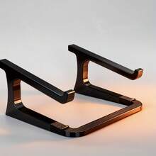 1pc Detachable Portable Dual-Layer Elevated Laptop Cooling Stand, Office Desk Holder, Hollow Stand - Black - View 9