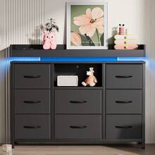 Caluself Chest Of Drawers With 8 Drawers, Side Table For The Living Room, Chest Of Drawers That Can Be Used As A Dressing Table Or Storage Furniture, Chest Of Drawers With 8 Fabric-Covered Drawers - màu đen - Xem 10
