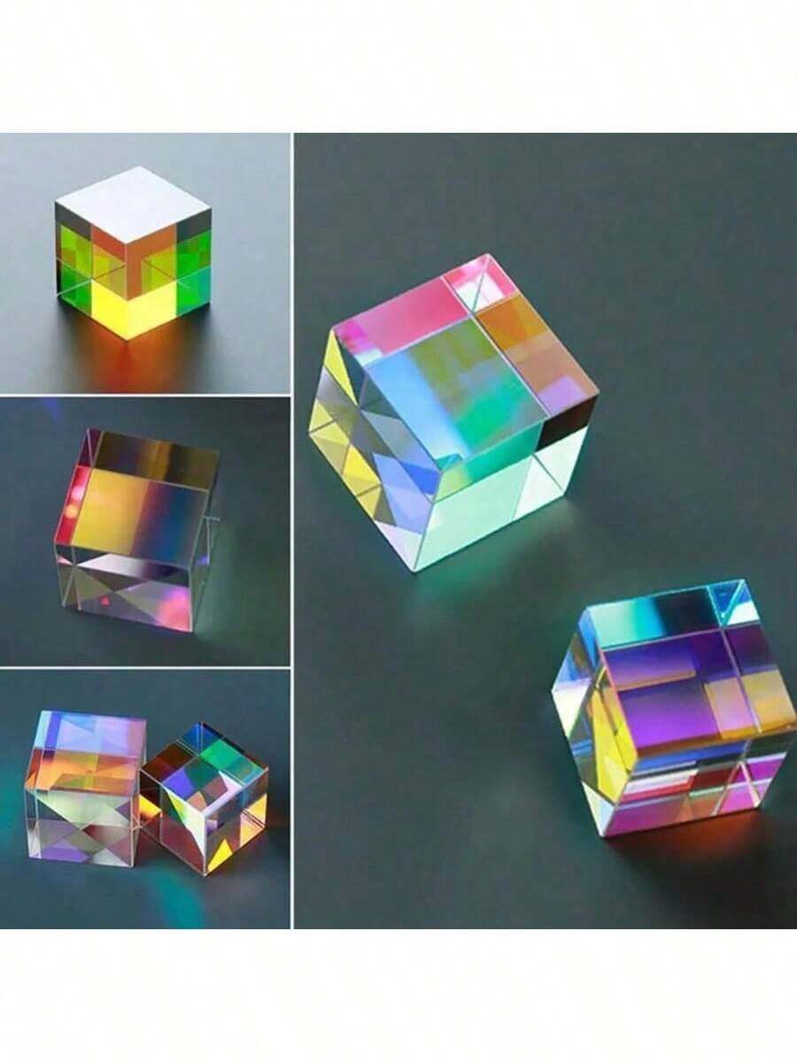 光学玻璃 X 型立方体双折射棱镜：RGB 组合棱镜，教育礼品，课堂物理实验，适合 14 岁及以上人群 - 彩色 - 查看 1