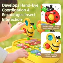 Cute Animal Music Keyboard Baby Toy | Illuminating Musical Toy With Bee And Ladybug | Educational Piano For Toddler Boys And Girls | Perfect Birthday Gift - Multicolor - View 4