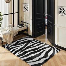 1PC  Zebra Stripe Pattern Print Design 5x7 Washable Area Rugs For Living Room Bedroom, Velvet Material Low-Pile Carpet Suitable For Indoor Outdoor High Traffic Areas,  Soft Texture Holiday Print Mat - A - Xem 14
