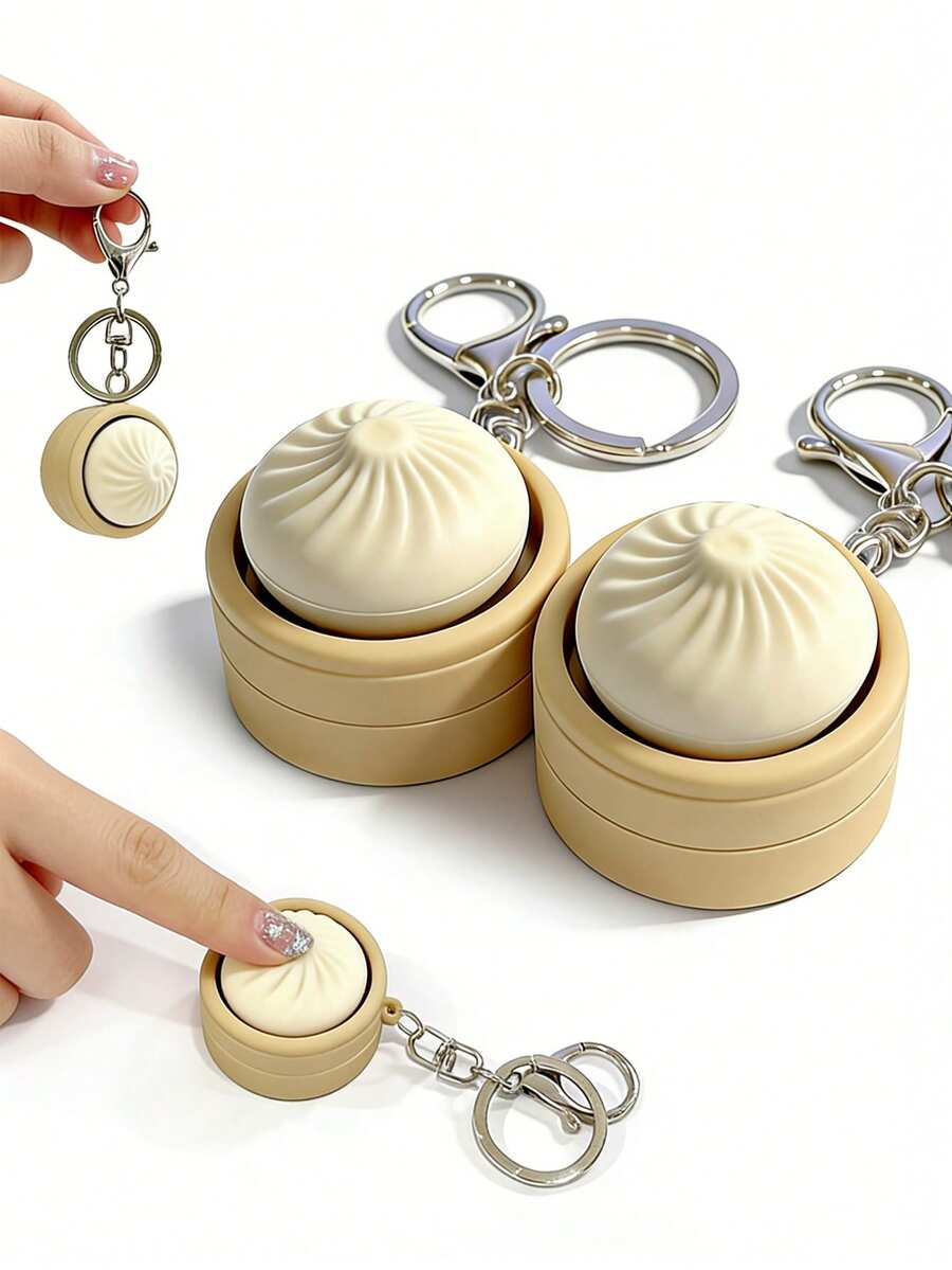 1pc Bun Stress Relief Toy, Mini Steamed Bun Clicker, Bun Pendant, Bag Charm, Cute Small Hanging Decor, Bun Finger Keychain, Cube Mechanical Clickable Toy, Stress Relief Gift, Suitable For Office, School, Home, Can Be Hung On Wallet, Bag, Clothes, Door, Window, Wall, Carry With You To Office Or Travel - Multicolor - View 1