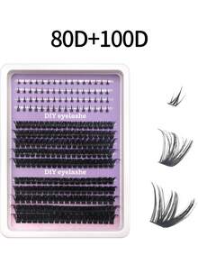 HBZGTLAD 14 filas de pestañas + pestañas inferiores con curvatura D Pestañas individuales DIY en forma de púas Extensión de racimos de pestañas de estilo manga Racimos de pestañas únicos Pestañas de hada personal y delicada - D - Ver 7