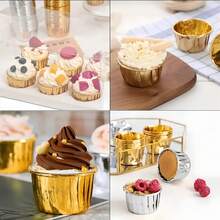 50 Pcs, Round Cake Cups, Paper Loaf Pans, Heat Resistant Paper Cupcake Molds, Paper Baking Catering Containers With Lids, Cake Cups, Cake Molds, Muffin Cups, Greaseproof Paper Cups, Christmas Halloween Thanksgiving Party Cake Cups - Multicolor - View 7