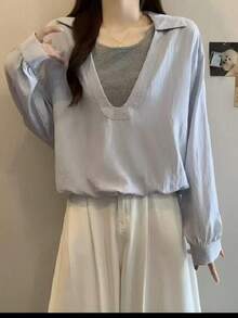 Women Blouses & Shirts - Light Blue - View 1