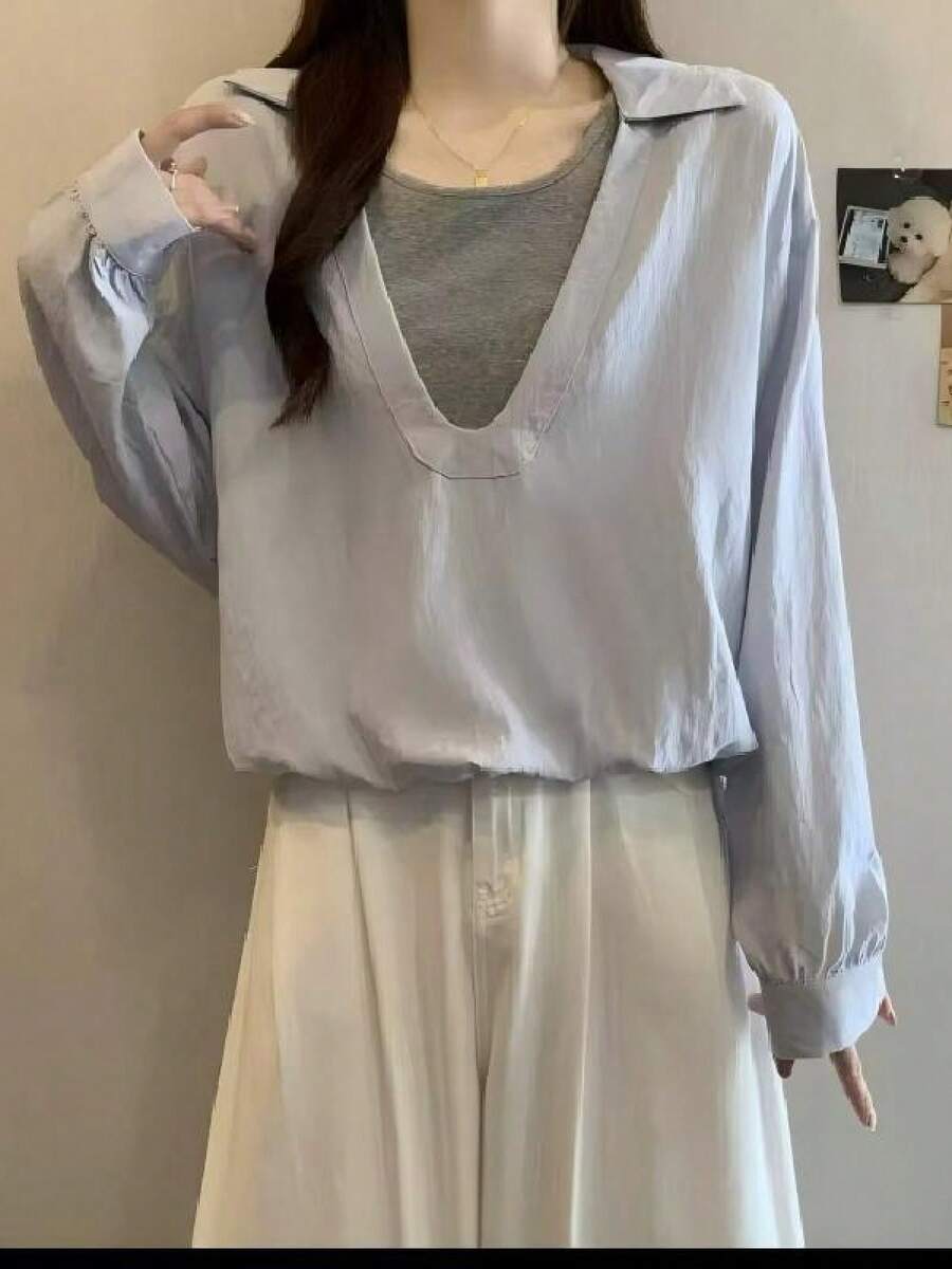 Women Blouses & Shirts - Light Blue - View 1