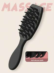 1/2 Pcs Shampoo Brush Scalp Massager Comb, Silicone Long Handle Hair Cleaning Brush, Promotes Hair Growth And Removes Dandruff, Home Hairdressing Comb (Pink, Black, Brown, Purple), Hair Styling Tools, Hair Accessories - Multicolor - View 5