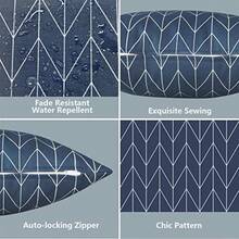 LVTXIII - Paquete de 2 fundas de almohada para exteriores solo 18 x 18 pulgadas fundas de cojín cuadradas repelentes al agua para muebles de patio jardín sofá color azul marino - Azul marino de espiga - Ver 4