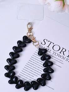 心形亚克力树脂钥匙扣，时尚亚克力心形手机挂绳，情人节心形串珠手机挂绳，手提包链 - 彩色 - 查看 8