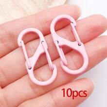10pcs Colorful S Carabiner Clips Spring Loaded Quick Hook Keychain Backpack Bag Charm DIY Craft Accessories 14x33mm - Buckle - View 13