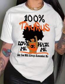 Women Taurus Print Tshirt 220g Heavy Cotton Summer Spring Casual Top Women's Clothing-Breathable - 白色 - 查看 1